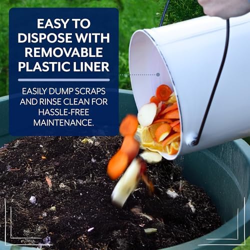AuldHome Design Kitchen Compost Bin for Countertop | 1.3 Gallon Composting Bucket with Lid | Includes 3 Charcoal Filters | (White Enamel) - Image 6