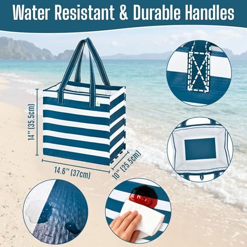 VENO 4 Pack Large Grocery Bag Reusable Shopping Bags with Hard Bottom - Image 2