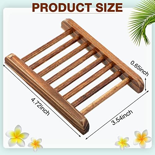 Potchen Bamboo Soap Dish Wooden Hand Craft Soap Case for Shower Rectangular Bathtub Shower Dish Accessories for Home Bathroom Kitchen Sponges(Charcoal,50 Pack) - Image 2