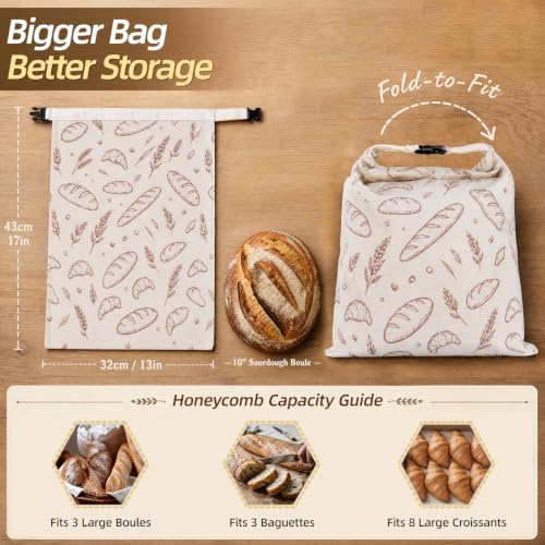 XL Beeswax Bread Bags for Homemade Sourdough,Set of 2 - Image 3