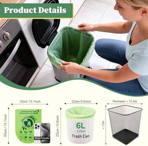Small Trash Bags 1.2 Gallon, 120 Count Bathroom Garbage Bags, Compost Bin Liners for 1-2 Gallon Trash Can, Small Trash Bags Bathroom Strong and Tough for Kitchen Office - Image 2