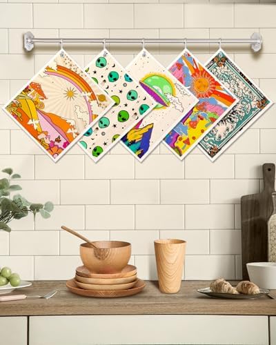 Miss Adola Swedish Dishcloths for Kitchen - 5 Pack Reusable Dish Cloths for Washing Dishes Absorbent Cute Funny Kitchen Towels Cleaning Sponge, Alien - Image 5