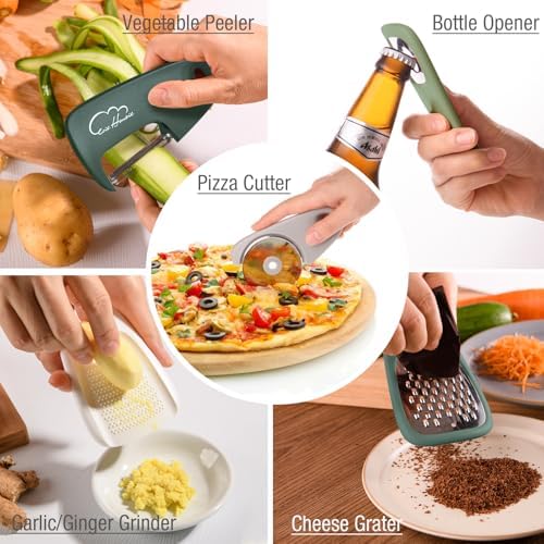 Kitchen Gadgets Set 13 Piece, Space Saving, RV Essentials, Green - Image 3