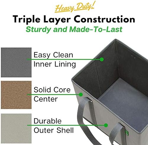 Reusable Grocery Bags (3 Pack) – Heavy Duty Shopping Bags, Gray - Image 5