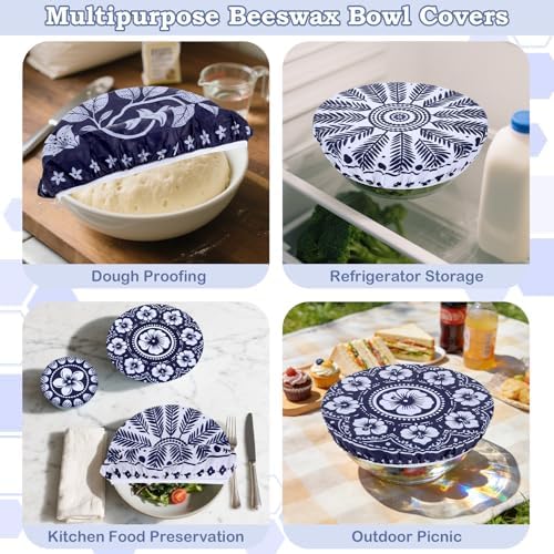 5Pcs Reusable Beeswax Elastic Bowl Covers for Bread Proofing and Food Cover - Image 5