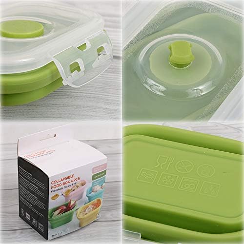 Collapsible Silicone Food Storage Container, Portion Control Container with Clip-on Lid, Stackable, Space Saving, Microwave/Fridge/Freezer/Dishwasher Safe, 5 Oz, Pack of 4 - Image 4