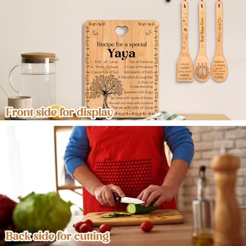 Yaya Gifts - "Recipe for a Special Yaya" Yaya Gifts for Grandma Cutting Board Set, Bamboo-Made Engraved Utensil Set Gifts for Yaya Cutting Board, Mothers Day Gifts for Yaya - Image 5