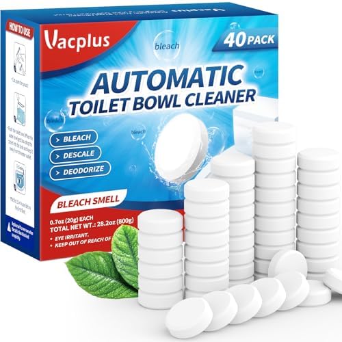 Vacplus Toilet Bowl Cleaner Tablets, 40 Pack, Auto Bleach, Long-Lasting by Vacplus