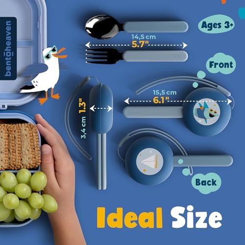 Bentoheaven Kids Utensils Set with Case, Reusable Fork & Spoon, Shark - Image 4