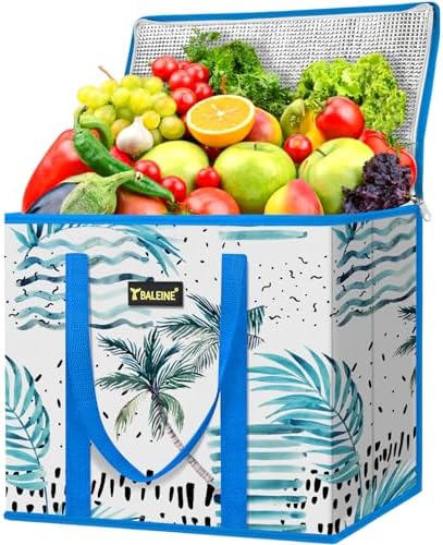 BALEINE 1PK Insulated Reusable Grocery Bag, Heavy Duty Shopping Tote by BALEINE