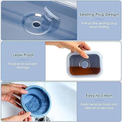 Nuanchu 8 Pcs Collapsible Food Storage Containers, Blue - Image 4