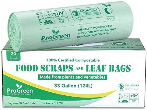 Compost Bags 33 Gallon Compostable Trash Bags, Extra Thick 1.1 Mil, Compost Kitchen Bin Bags, Food Scraps Yard Waste Bags, ASTM D6400 BPI & TÜV AUSTRIA Certified - Image 4