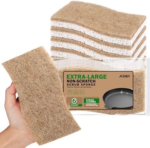 AIDEA XL Sponges Kitchen-6Count, Non-Scratch Scrub Sponge for Dishes by AIDEAHOME