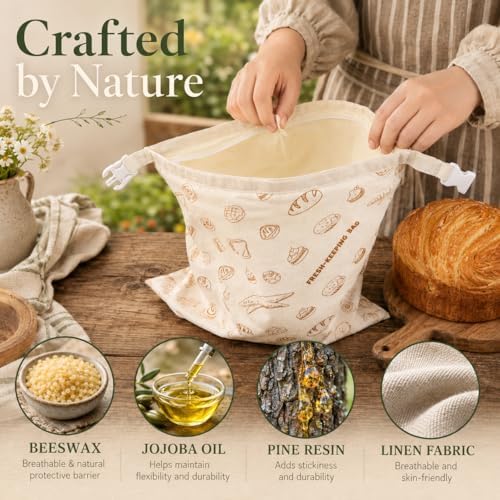 5Pcs Beeswax Bread Bag, Homemade Sourdough Reusable Beeswax Bread Bag - Image 2
