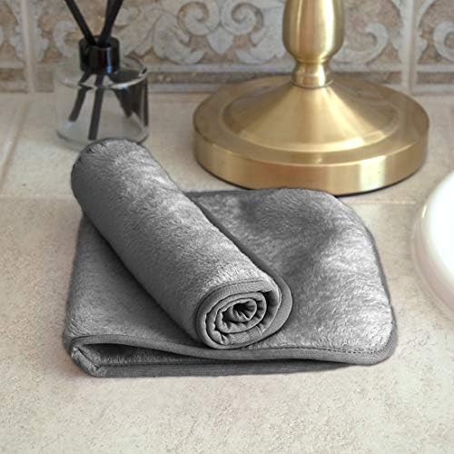 Eurow Reusable Makeup Remover Cloths, Soft Microfiber Face Towels for All Skin Types, Chemical-Free, Protective, Machine Washable, Gentle & Effective Facial Cleansing, 8"x16", Gray, 2-Pack - Image 2