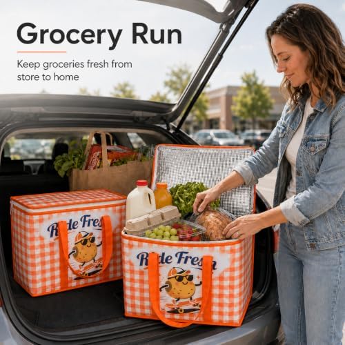 2Pk Insulated Reusable Grocery Bags, Collapsible Cooler Bag for Groceries, Heavy Duty Large Insulated Bag 16''x9''x13'', - Image 5