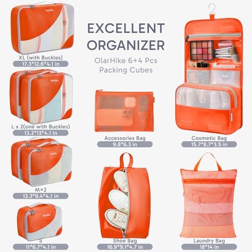 OlarHike 10 Set Packing Cubes for Travel,Gifts for Women Mom,Anti-Tearing Suitcase Organizer,with Over 1000 pcs Mesh Holes,Vacation Essentials & Accessories for Cruise Ship - Image 2