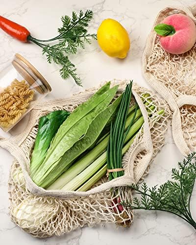 Eccliy 12 Pcs Reusable Mesh Grocery Bags Portable Cotton Produce Containers Washable Net Mesh Tote Bag Handle String Shopping(Beige) - Image 6