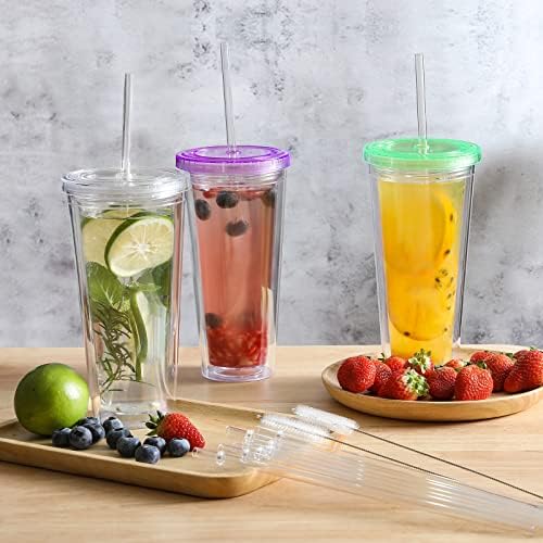 24 Pack, HIGHLY Transparent Reusable Plastic Straws with 4 Cleaning Brushes, 10.5 in Long Drinking Straws, Clear Replacement Straw for 16 24 30 32 OZ Tumblers, Cups, Jars, YETI, Starbucks - BPA FREE - Image 5