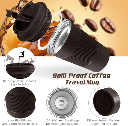 Vacuum Insulated Stainless Steel Travel Coffee Mug,Leak Proof Cup with Lid - Image 3