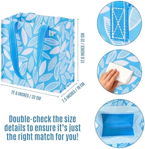 VENO 2/4 Pack Compact Reusable Grocery Shopping Bags with Hard Bottom - Image 2