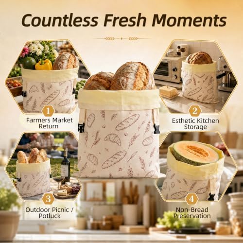 XL Beeswax Bread Bags for Homemade Sourdough,Set of 2 - Image 7