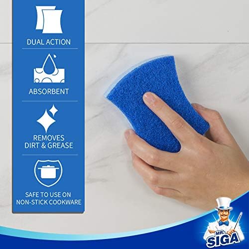 MR.SIGA Non-Scratch Cellulose Scrub Sponge, Dual-Sided Dish Sponge, 12 Pack - Image 5