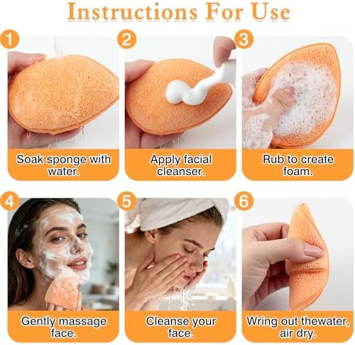Reusable Face Scrubber Sponges – 3-Pack Gentle Exfoliating Makeup Remover Pads for Face Wash & Daily Skincare (Orange, Yellow, Gray) - Image 5