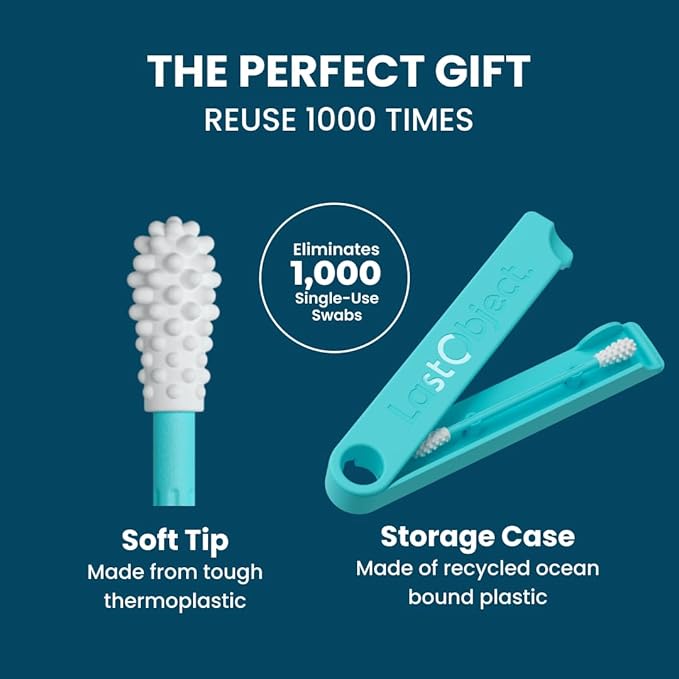 LastSwab® Reusable Cotton Swabs for Ear Cleaning - The Sustainable and Sanitary Alternative to Single-Use Q Tips - Zero Waste and Easy to Clean - Comes with a Convenient Travel Case Holder - Turquoise