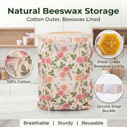 3-Pack Beeswax Bread Bags, Sourdough Bag (Cottage Bloom) - Image 6