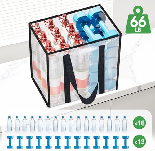 Reusable Grocery Bags, Clear Shopping Bags, 6 Pack, 42L - Image 5