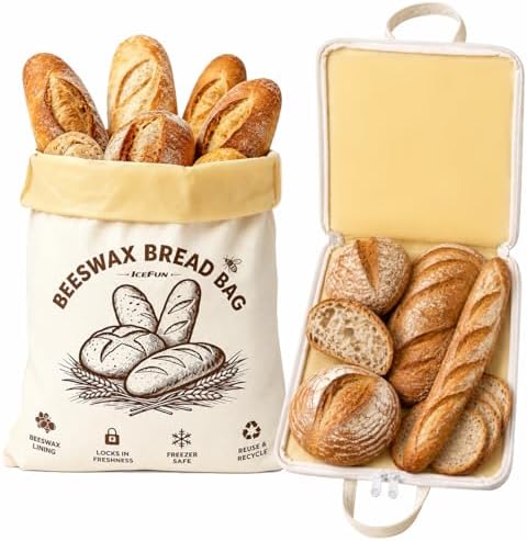 ICEFUN Wide-Opening U-Zipper Beeswax Bread Bag 2 Pack by Unknown