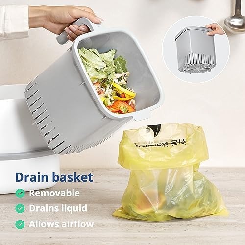 Blue Ginkgo Kitchen Compost Bin, 1.32 gal/5L Countertop Compost Bin, Green - Image 5