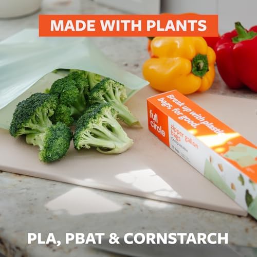 Full Circle Compostable Zipper Bags – 1 Gallon Size, 60ct, 4 Boxes of 15 – Plant-Based & Plastic-Free, No Microplastics, Leak-Resistant, Resealable Food-Safe Bags - Image 3