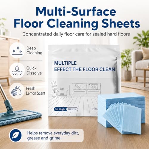 Floor Cleaning Tablets, 100 PCS Concentrated Dissolvable Multi-Effect Floor Cleaner Sheets, Portable Mopping Solution for Tile, Hardwood, Laminate & Marble Multi-Surface Cleaning (Blue) - Image 2