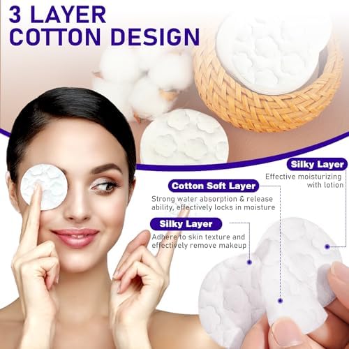 Round Cotton Pads for Face, 300 Count Cotton Rounds - Image 3