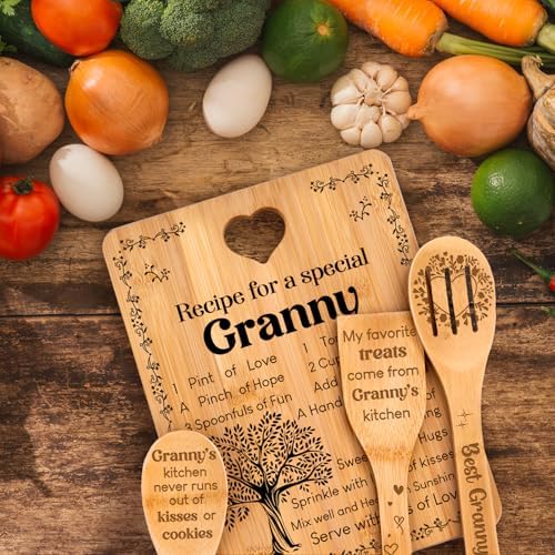 Granny Gifts - "Recipe for a Special Granny" Gifts for Granny Cutting Board Set, Bamboo-Made Engraved Utensil Set Granny Birthday Gifts from Grandchildren, Mothers Day Gifts for Granny. - Image 7