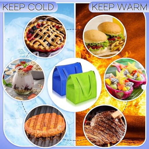 10 Pack 10 Pack Large Insulated Grocery Bag Zippered, Green, Blue - Image 5