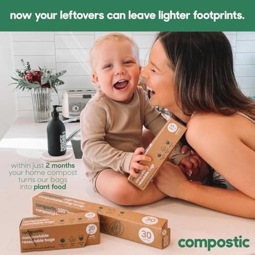 Compostic Compostable Snack Bags, 100 Ct Essential, Zip-Seal - Image 4