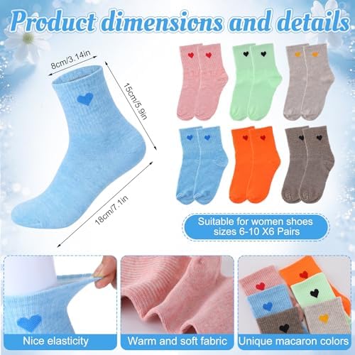 Hushee 6 Pcs Reusable Coffee Cups with Lids Bulk and 6 Pcs Women's Heart Socks 16 oz Travel Mug Plastic Tumblers for Birthday Holiday Gifts Party Favors (Pink) - Image 3