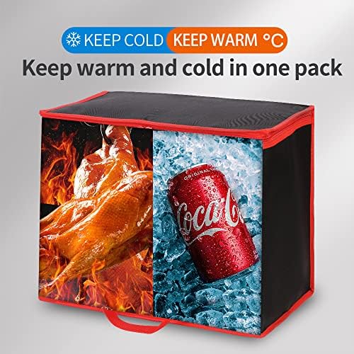 Bodaon 1-Pack Insulated Reusable Grocery Shopping Bags, X-Large, Black-Red - Image 3