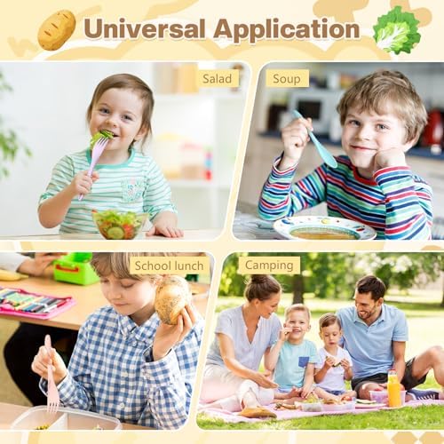 Jinei Reusable Travel Utensils Set Wheat Straw with Case,Macaron Color - Image 3