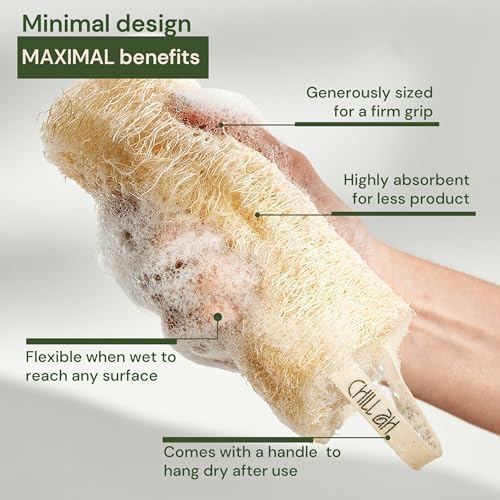 Chill Ah Green Glow Loofah Sponge Set – 100% Plant-Based, Dye-Free, Biodegradable, Scratch-Free, Handcrafted in Vietnam (2-Pack) - Image 4