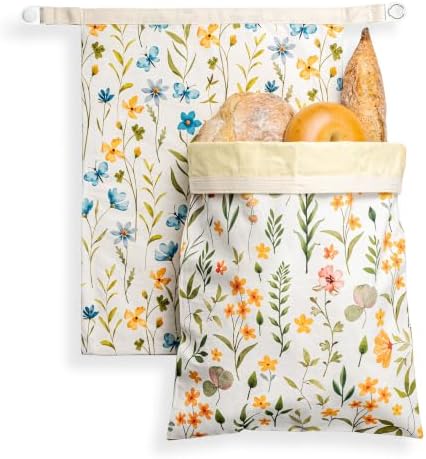 Bread Bags for Homemade Bread, Reusable Beeswax Bread Bag, 2 Pack Beeswax Bread Bags for Sourdough, Natural Cotton Beeswax Bags, Large Capacity by Unknown