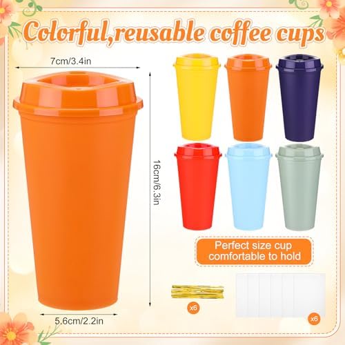 Hushee 12 Pcs Reusable Coffee Cups with Lids Bulk Women's Heart Socks 16 oz Travel Mug Plastic Tumblers for Birthday Holiday Gifts Party Favors - Image 2