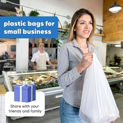 LimonLaviu Plastic Bags - 300 Pack (11.5'x 6.5" x 21') with Handles for Small Business, Restaurants, Grocery & Trash - Image 2