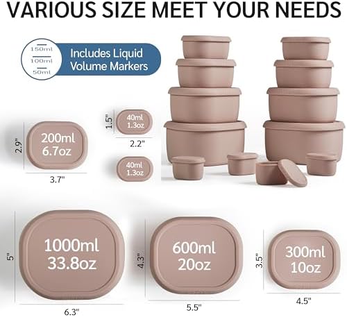 ISSEVE 12Pcs/Set Nesting Silicone Food Storage Containers with Lids - Image 4