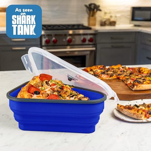 PIZZA PACK The Perfect Reusable Pizza Storage Container with 5 Microwavable Serving Trays - BPA-Free Adjustable Pizza Slice Container to Organize & Save Space, 2 Pack, Blue - Image 5