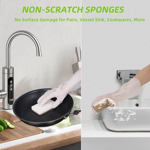 Natural Dish Sponges 16 Pack - Biodegradable Sponge Kitchen Compostable Cellulose Coconut Scrubber - No Scratch Cleaning Sponges - Image 5
