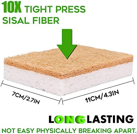 Natural Sponges Kitchen 9Pack,Eco Friendly Non-Scratch Scrub Sponge,Biodegradable Sisal Scrubber with Compostable Dish Sponges for Kitchen Cleaning… - Image 4